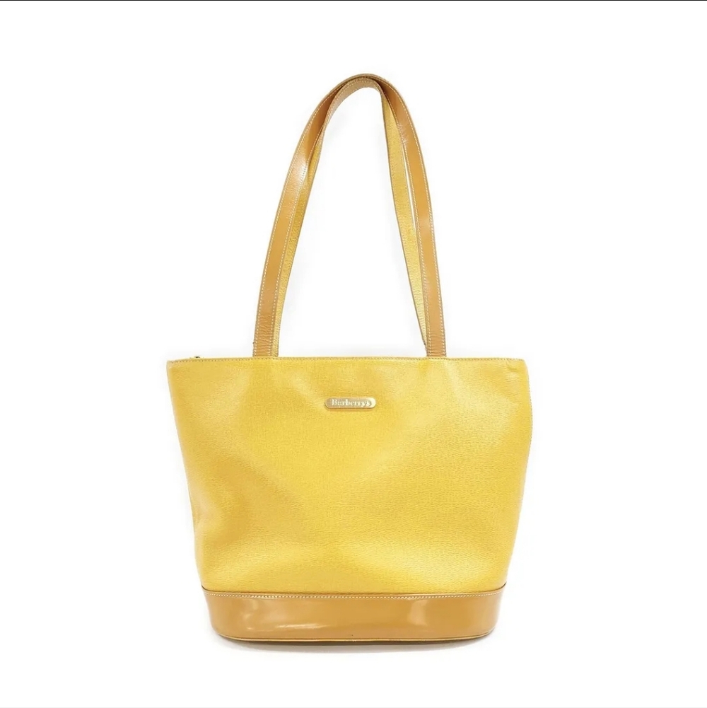 Burberrys Burberry Vintage Mustard Yellow Gold Shoulder Leather Nova Check COA